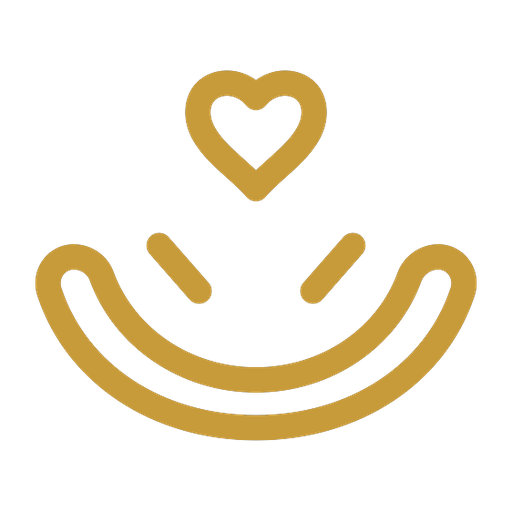 Outlined cupped hands holding a heart icon